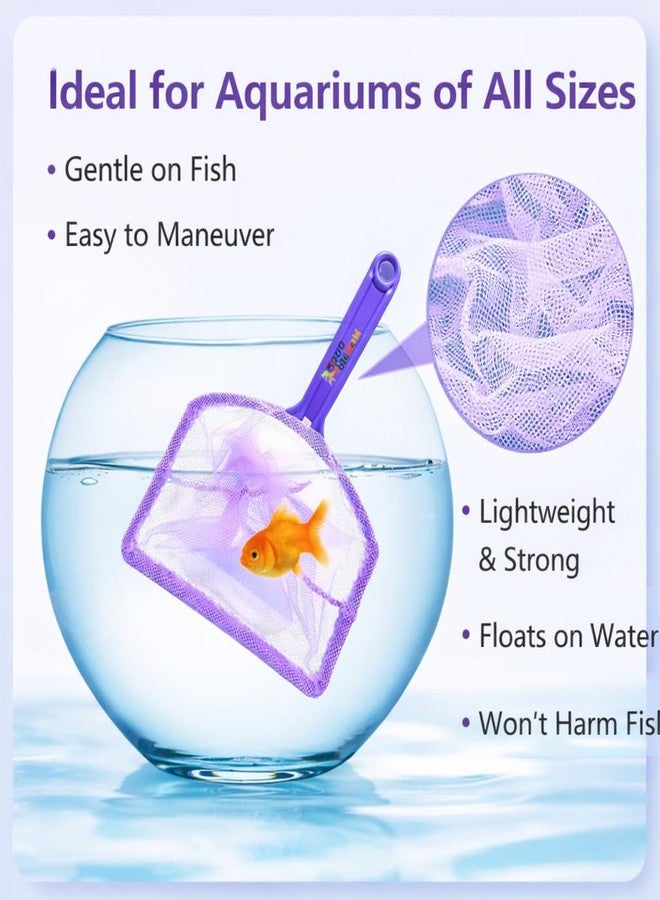 شبكة صيد أسماك أرجوانية من قطعتين (6 بوصات) من VAYINATO® | شبكة نايلون لصيد الأسماك بمقبض ABS | شبكة عائمة لحوض السمك للأسماك والروبيان وتنظيف الحوض - Image 3